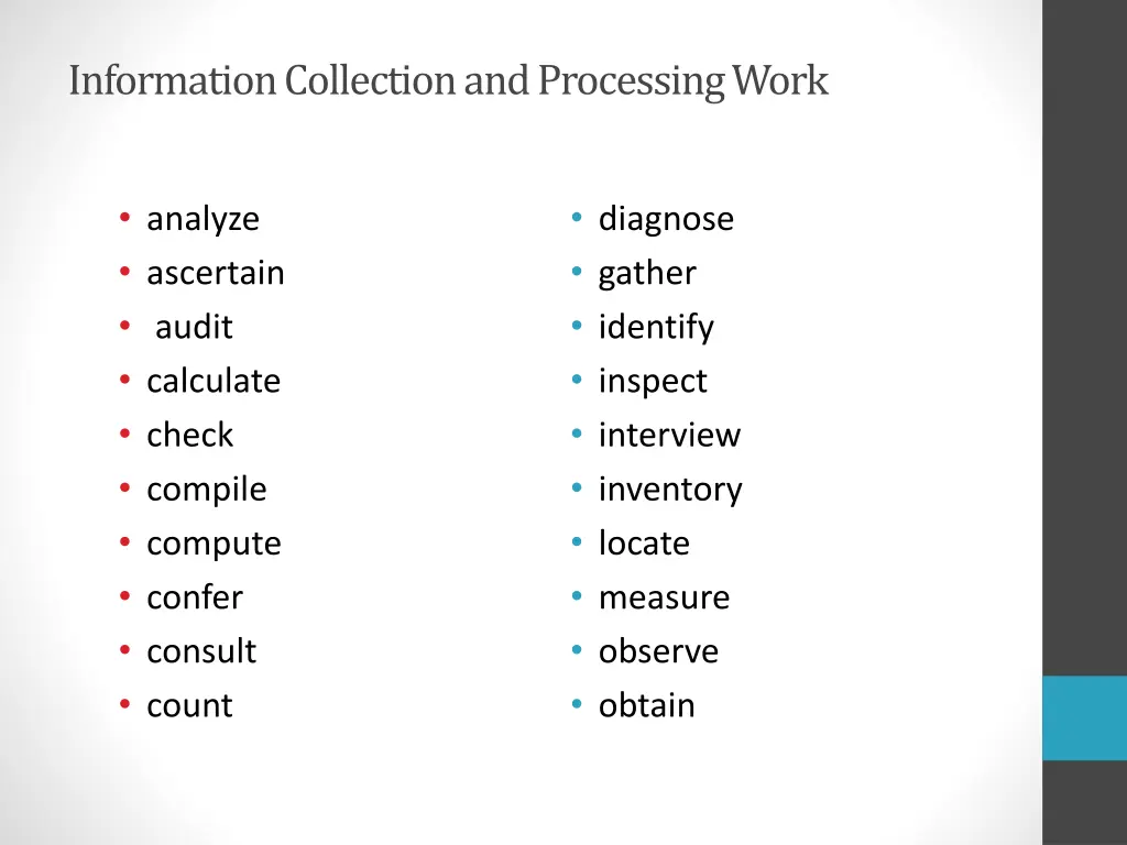 information collection and processing work