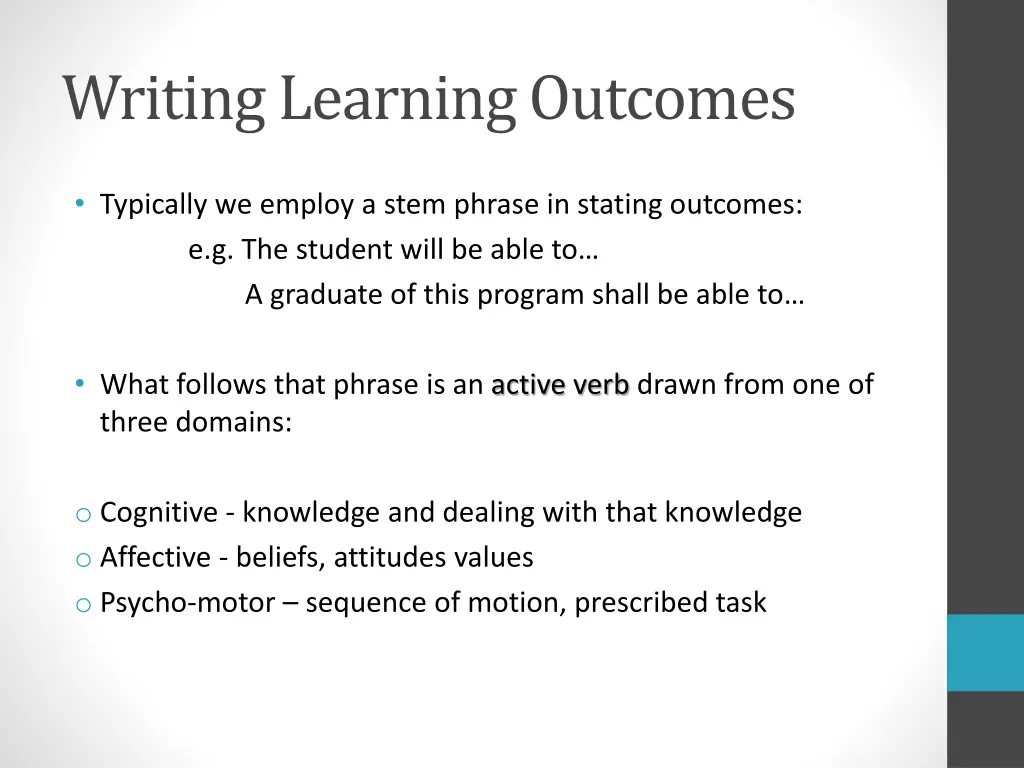 writing learning outcomes