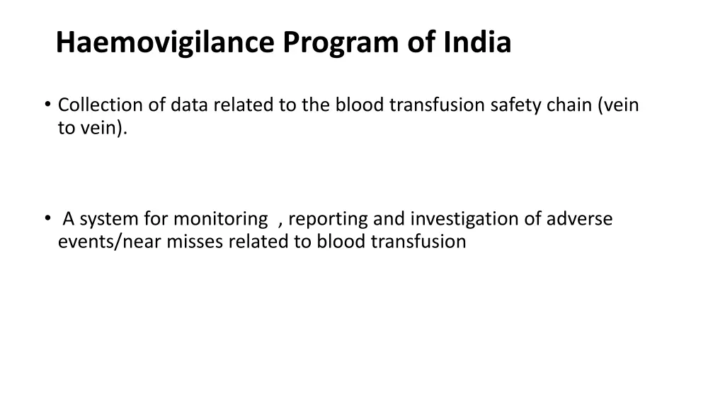 haemovigilance program of india