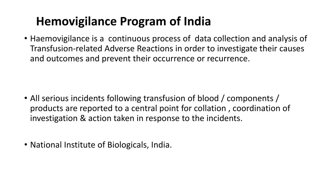 hemovigilance program of india haemovigilance