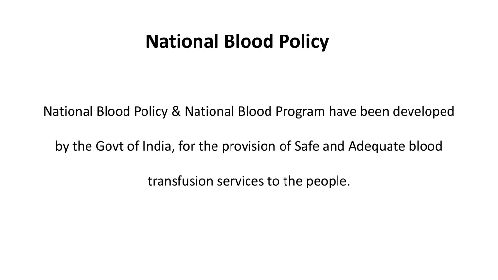 national blood policy