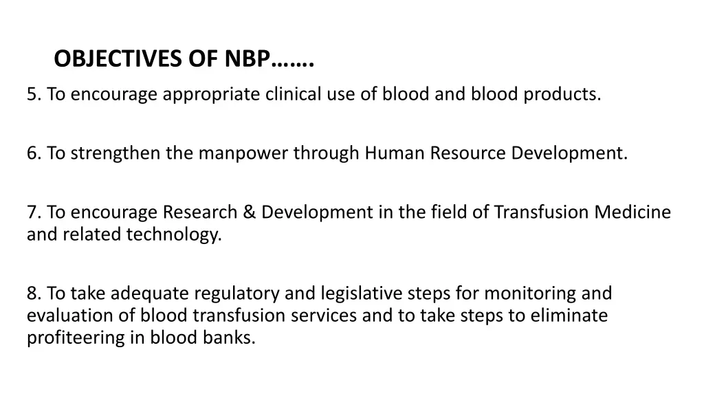 objectives of nbp 1