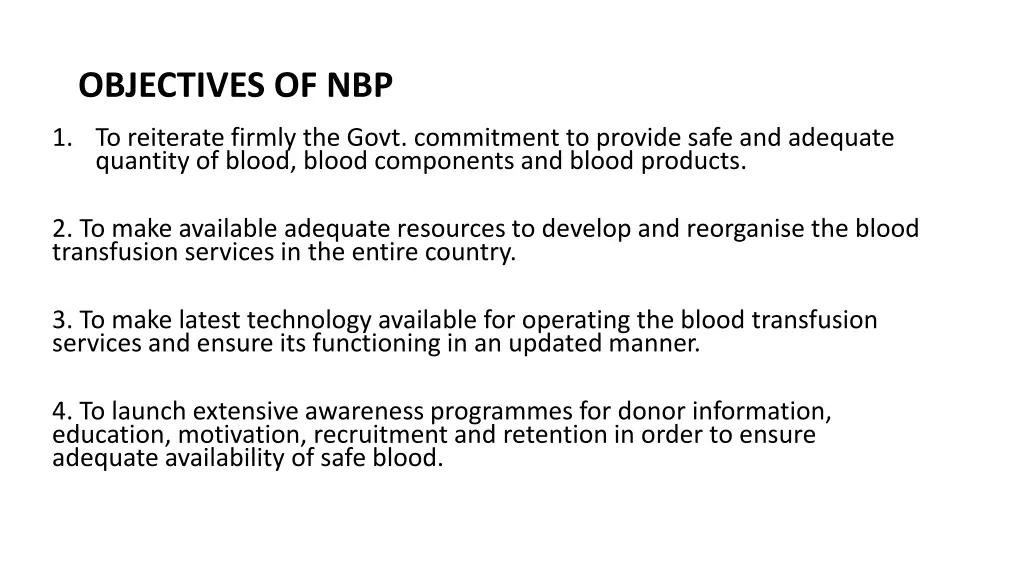 objectives of nbp