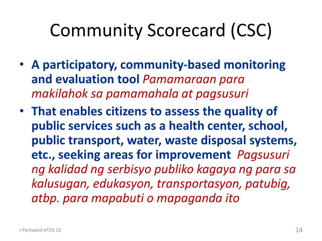 community scorecard csc