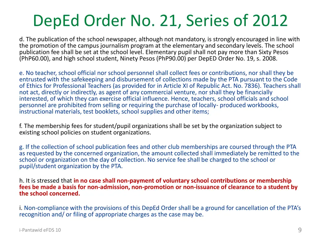 deped order no 21 series of 2012 2