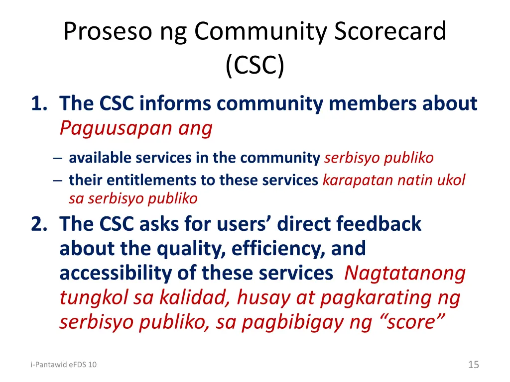 proseso ng community scorecard csc