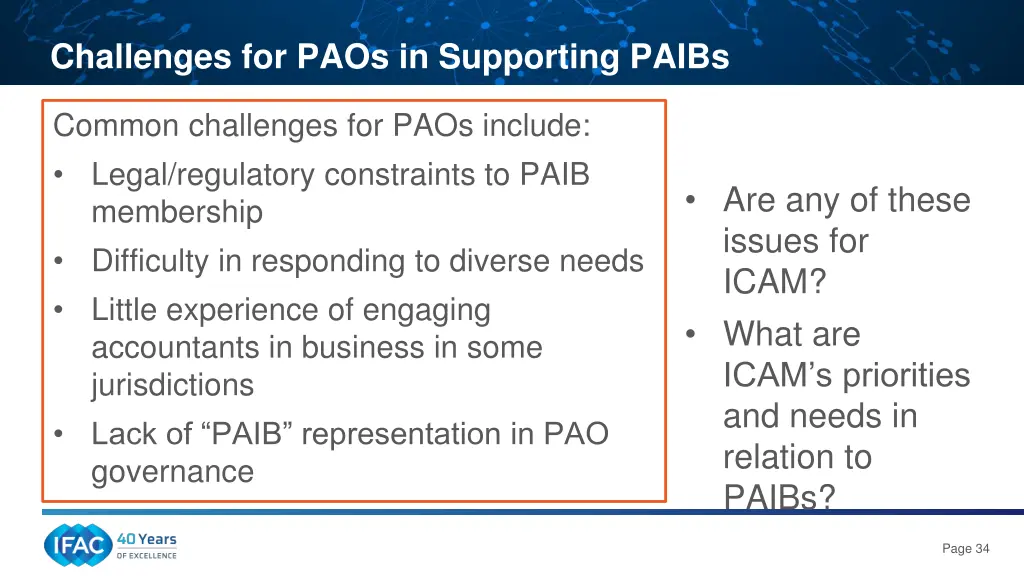 challenges for paos in supporting paibs