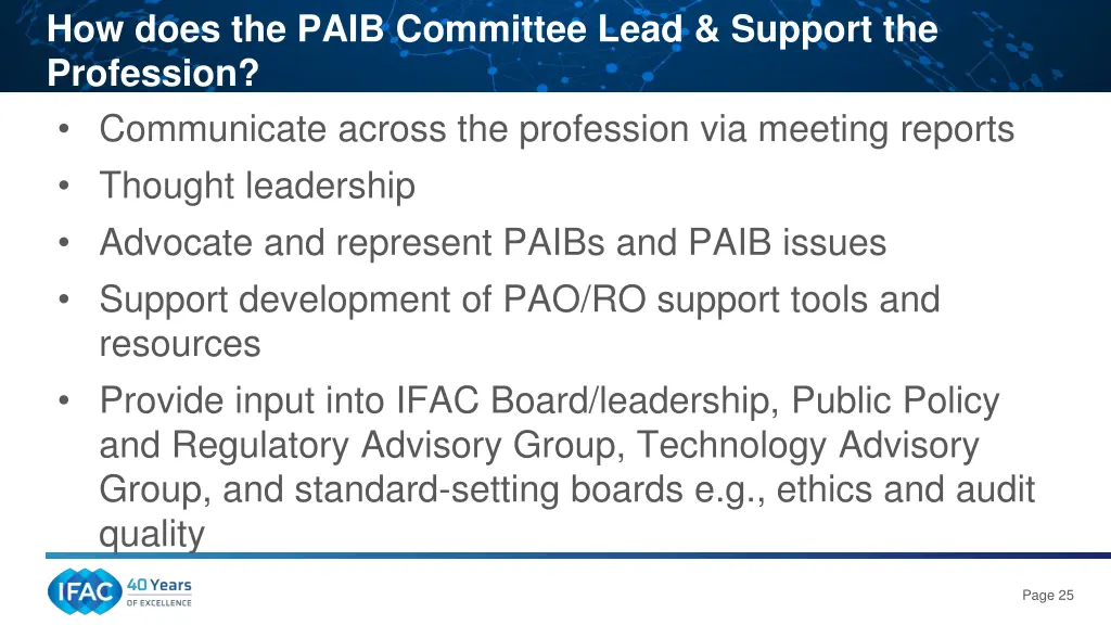 how does the paib committee lead support