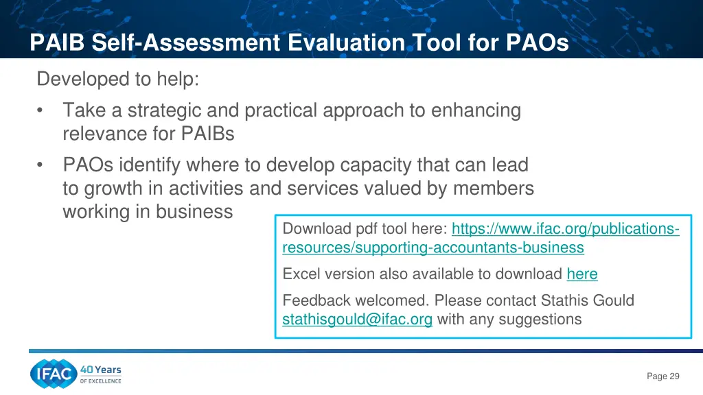 paib self assessment evaluation tool for paos 1