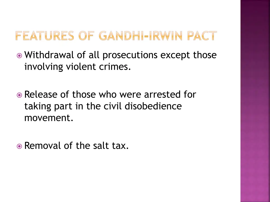 features of gandhi irwin pact 1