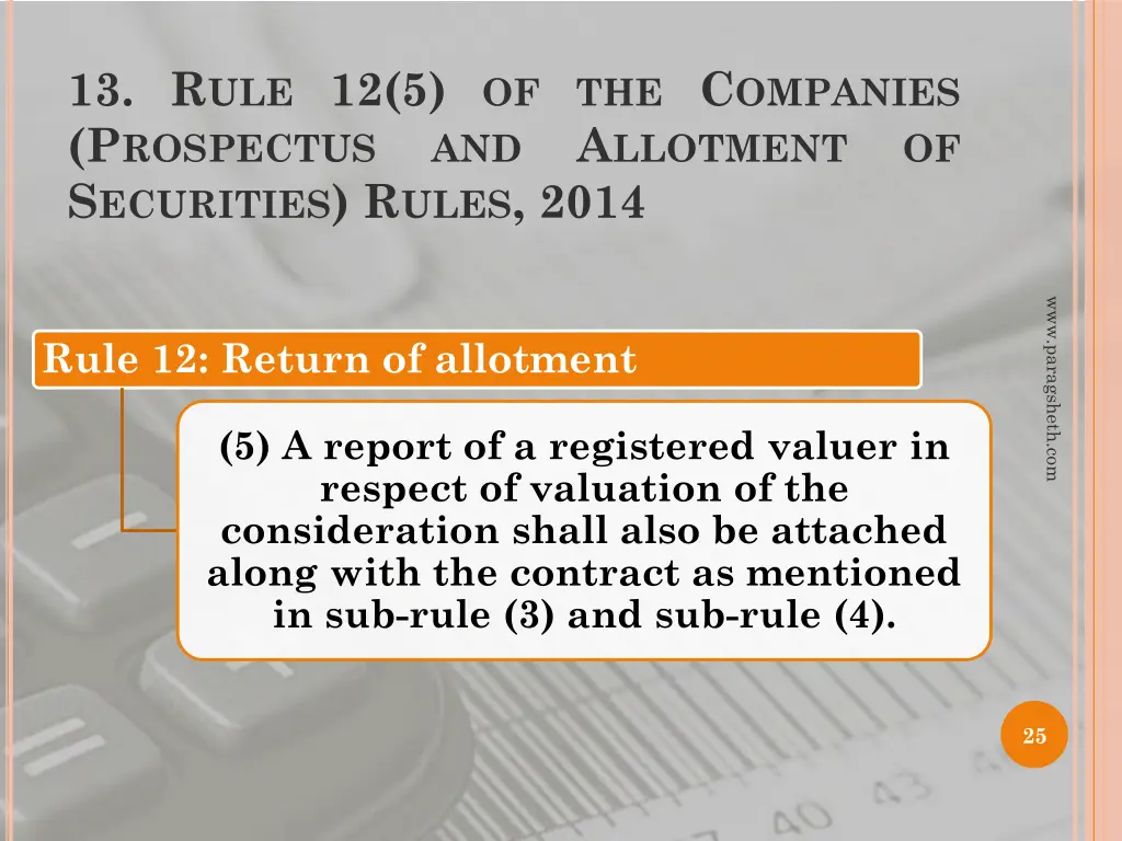 13 r ule 12 5 of the c ompanies p rospectus