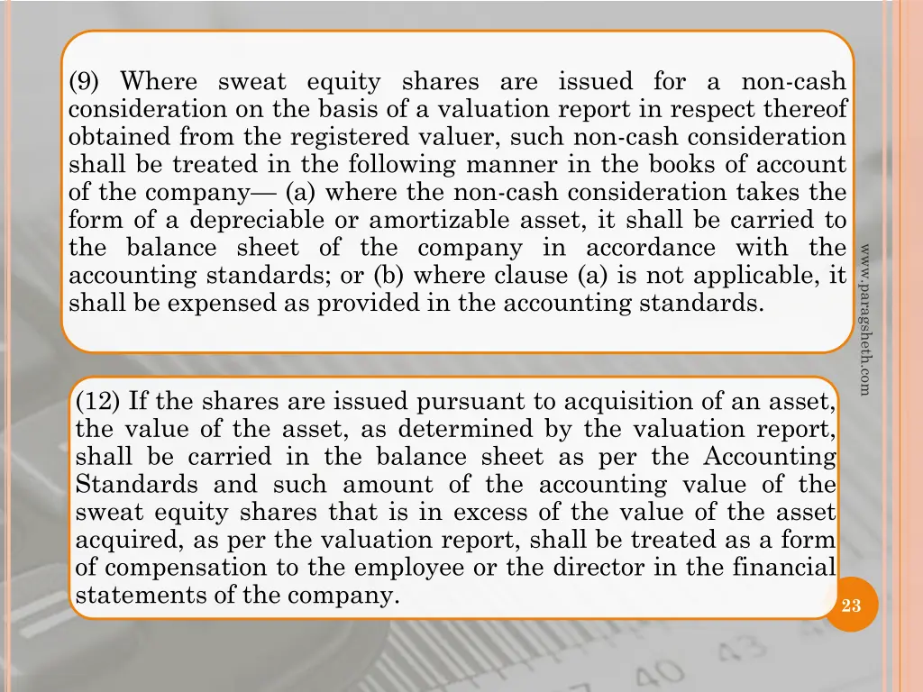 9 where sweat equity shares are issued