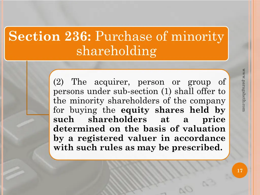 section 236 purchase of minority shareholding