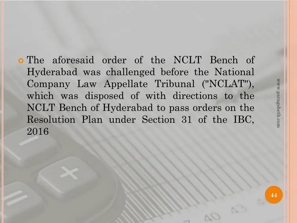 the aforesaid order of the nclt bench