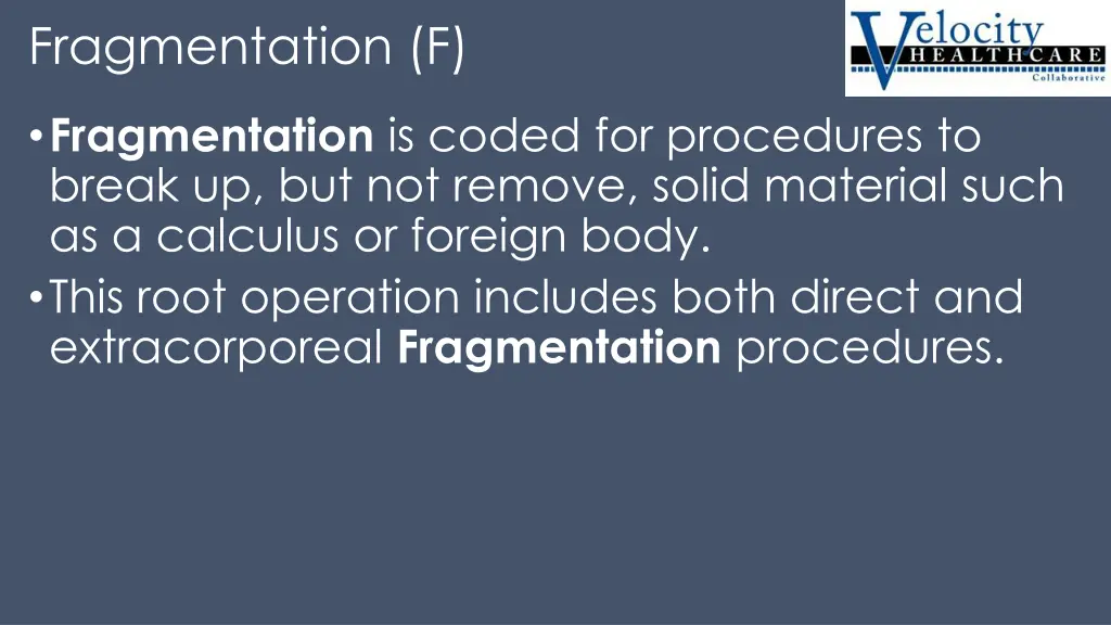 fragmentation f 1