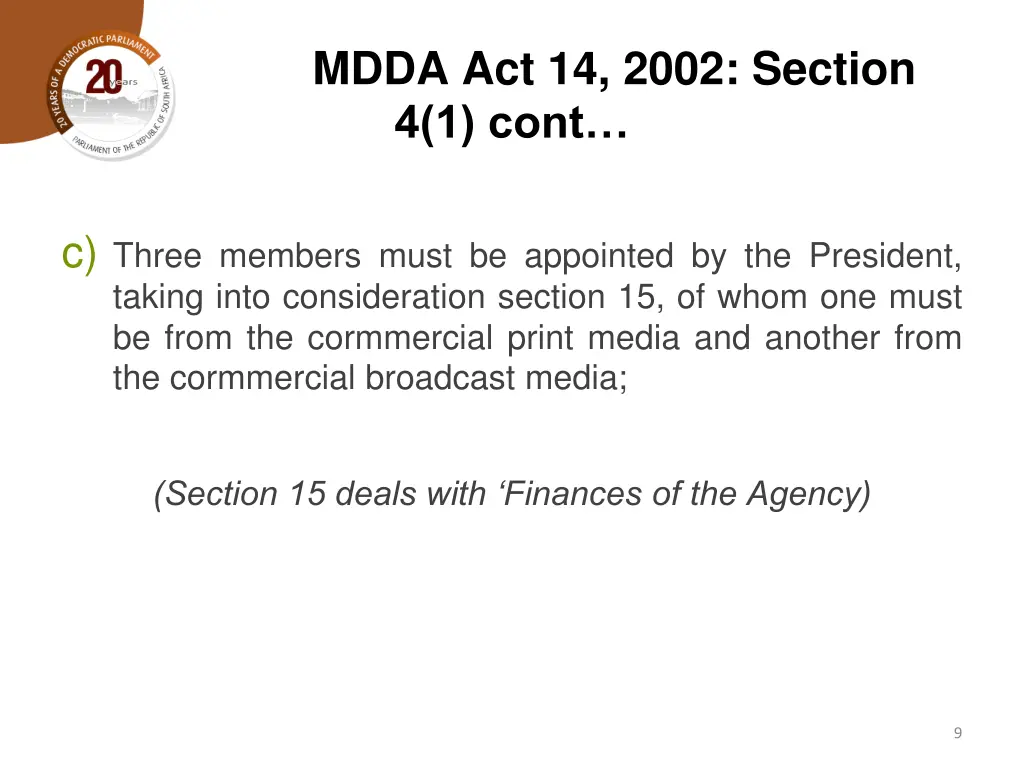 mdda act 14 2002 section 4 1 cont