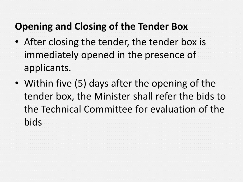 opening and closing of the tender box after