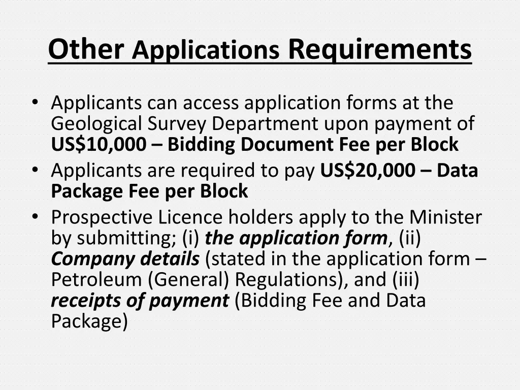 other applications requirements