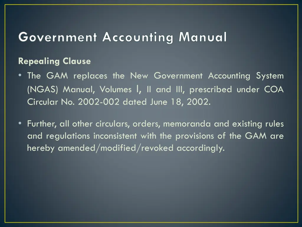 government accounting manual 5