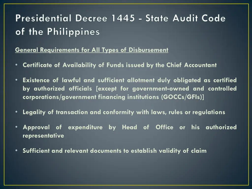 presidential decree 1445 state audit code 2