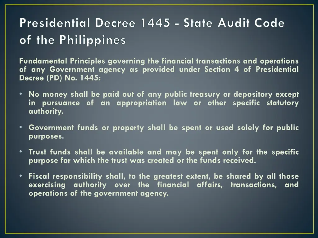 presidential decree 1445 state audit code