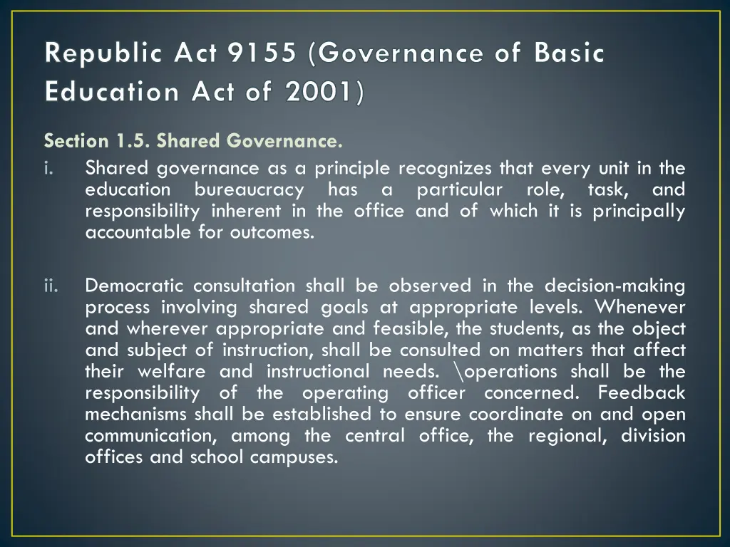 republic act 9155 governance of basic education 1