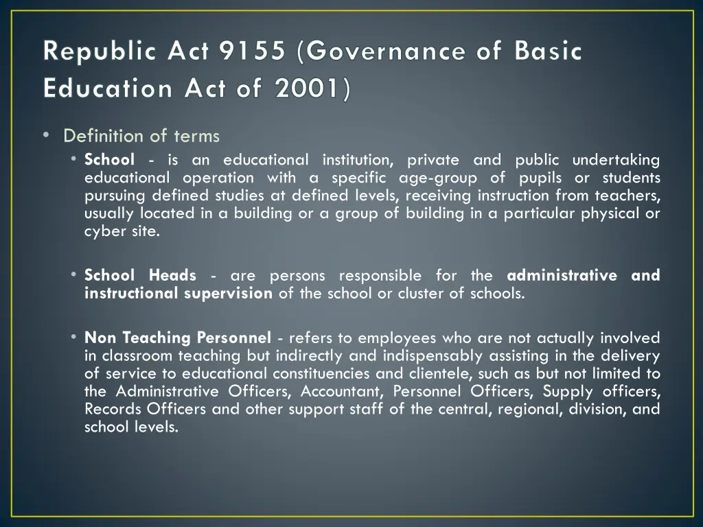 republic act 9155 governance of basic education