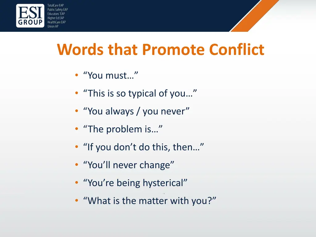 words that promote conflict