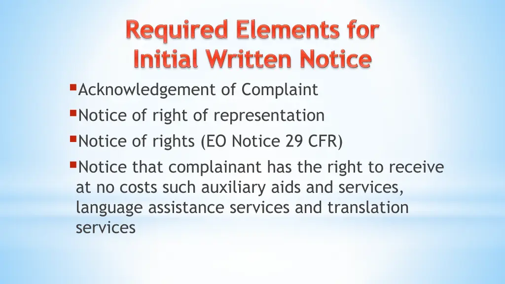 acknowledgement of complaint notice of right