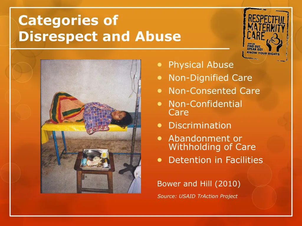 categories of disrespect and abuse