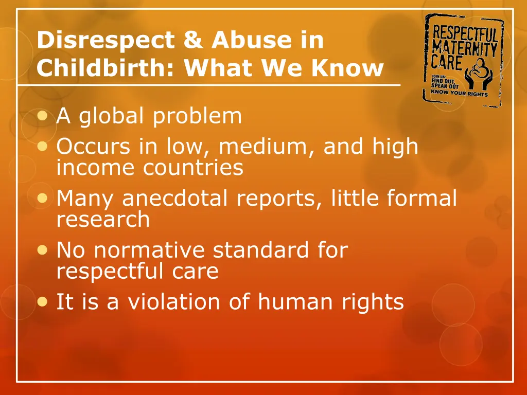 disrespect abuse in childbirth what we know