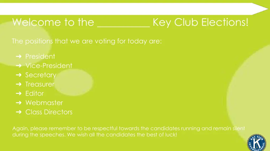 welcome to the key club elections