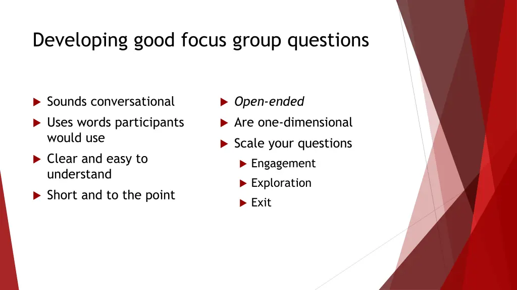 developing good focus group questions 1