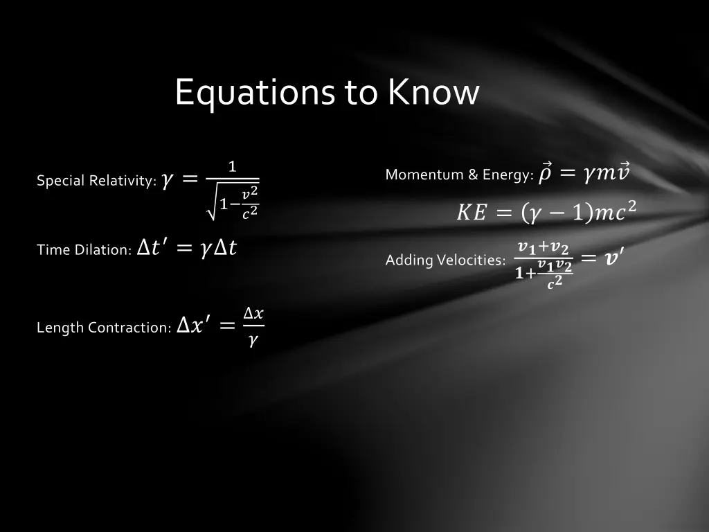 equations to know