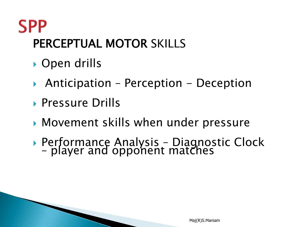 perceptual motor open drills anticipation