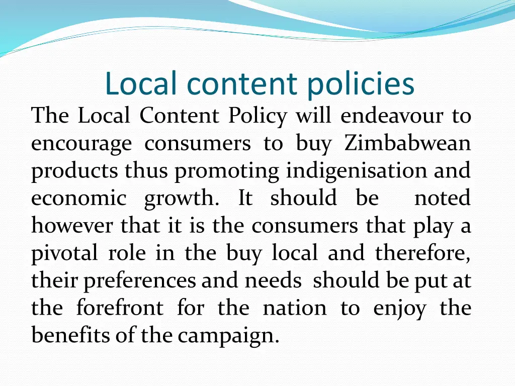 local content policies the local content policy