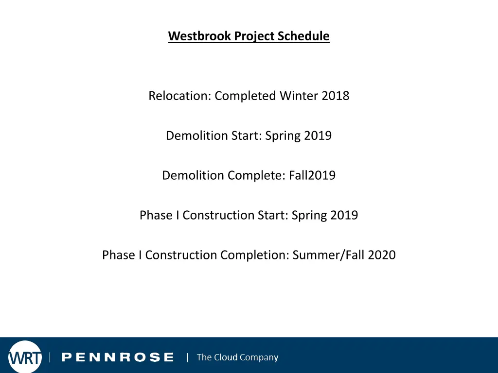 westbrook project schedule