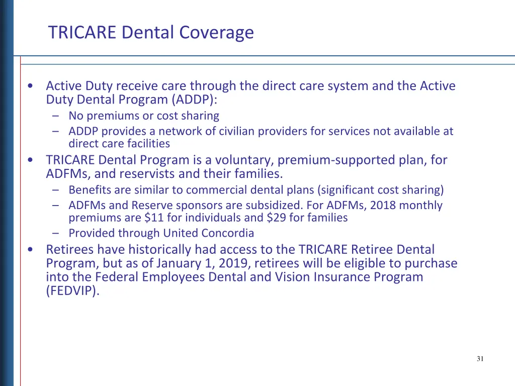 tricare dental coverage