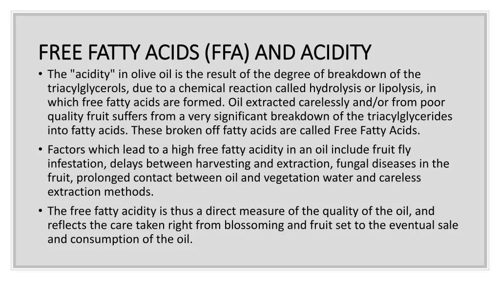 free fatty acids ffa and acidity free fatty acids