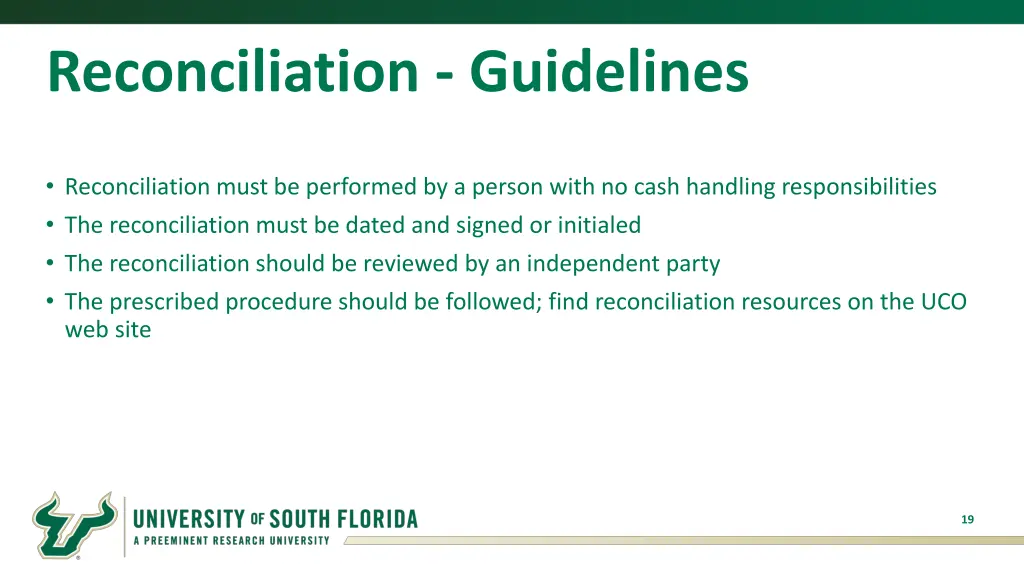 reconciliation guidelines