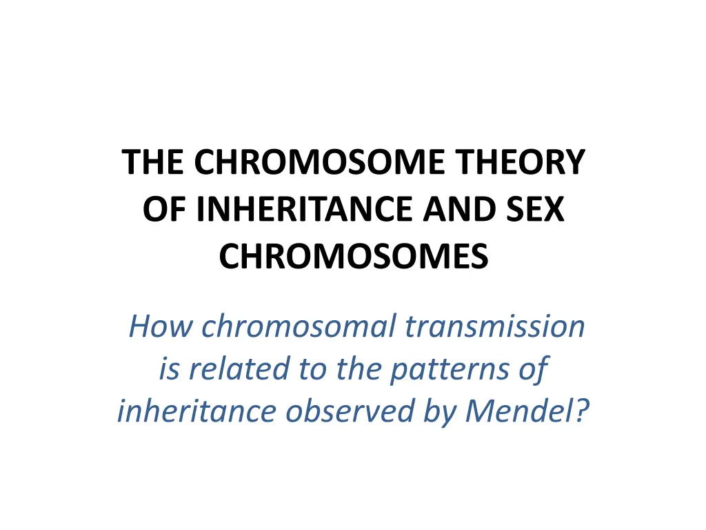 the chromosome theory of inheritance