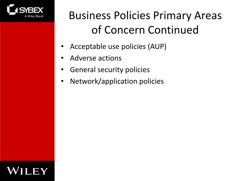 business policies primary areas of concern 1