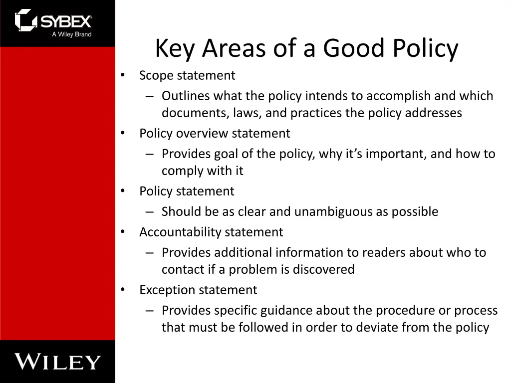 key areas of a good policy scope statement