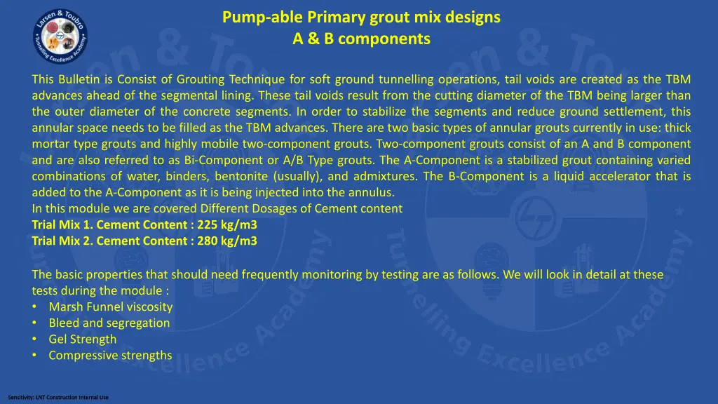 pump able primary grout mix designs a b components