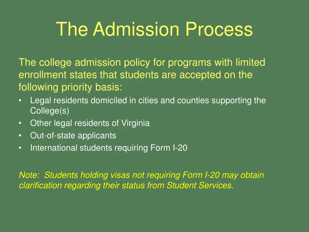 the admission process