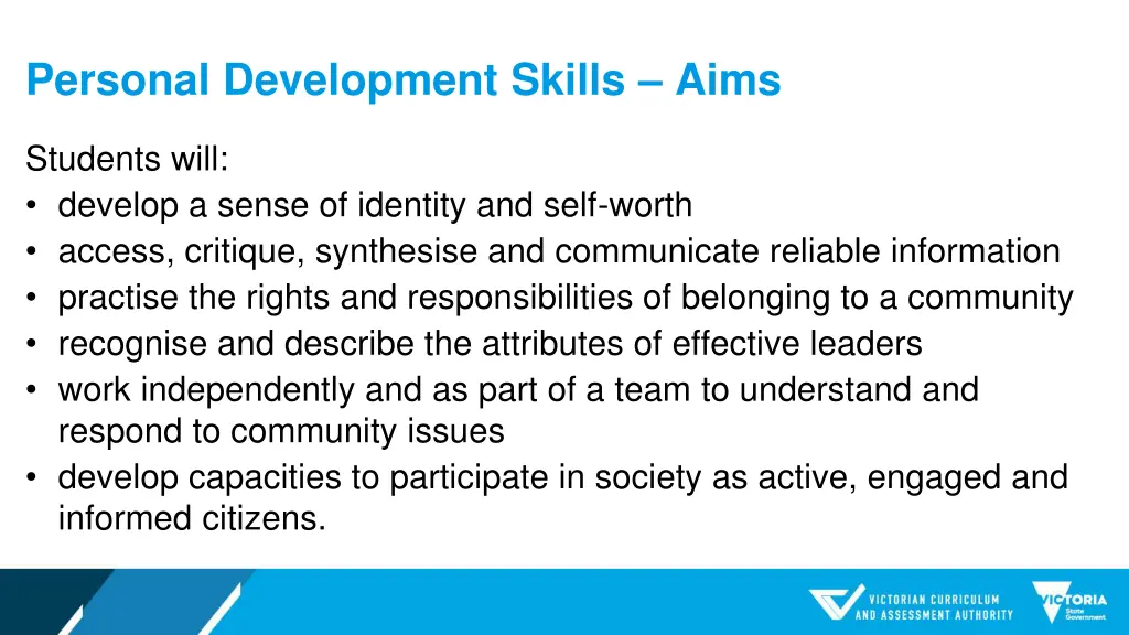 personal development skills aims