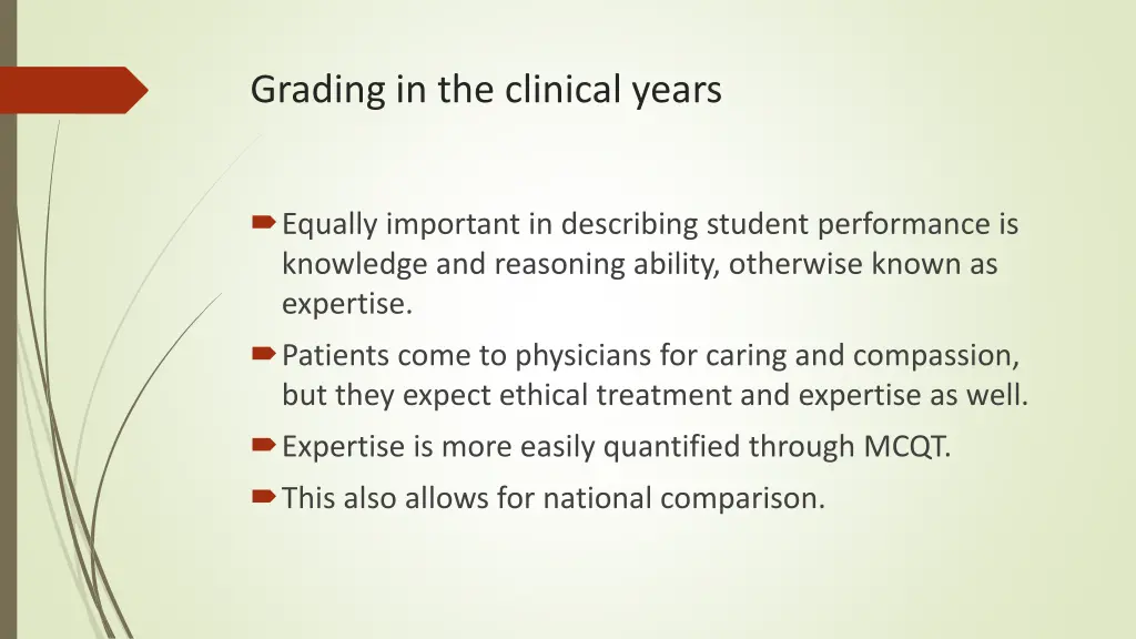 grading in the clinical years 1