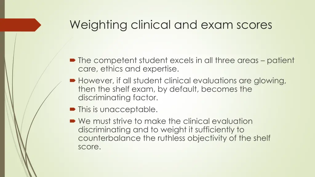 weighting clinical and exam scores