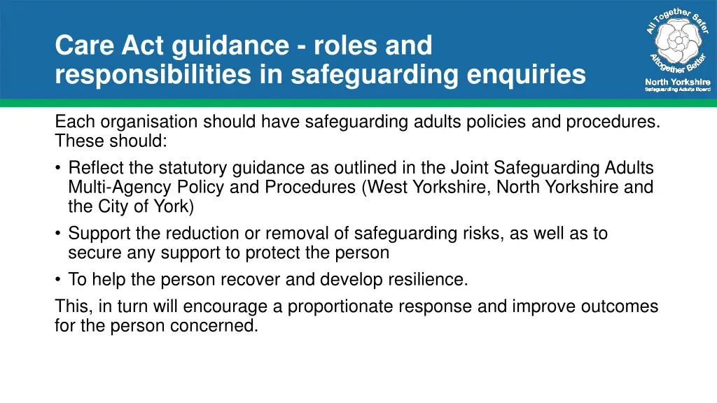 care act guidance roles and responsibilities