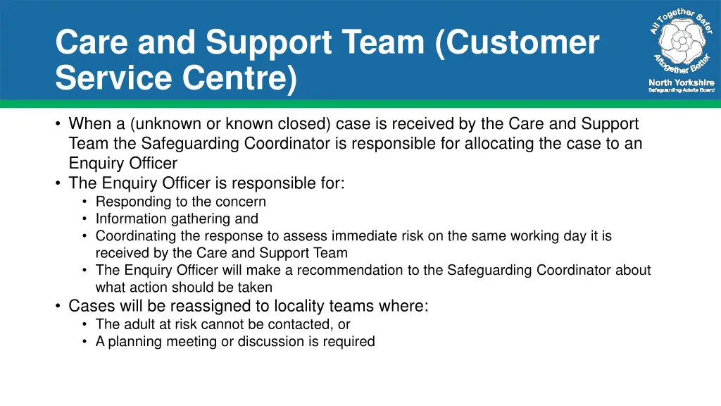 care and support team customer service centre